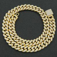 Zinc Alloy smykker halskæde, mode smykker & forskellig størrelse for valg & for mennesket & med rhinestone, flere farver til valg, nikkel, bly & cadmium fri, Solgt af PC