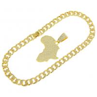 Zinklegierung Schmuck Halskette, Modeschmuck & für den Menschen & mit Strass, keine, frei von Nickel, Blei & Kadmium, 74x50mm, Länge:ca. 19.69 ZollInch, verkauft von PC
