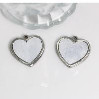 Shell Pendants, 304 Stainless Steel, with Shell, Heart, polished, DIY, 23x23mm, Sold By PC