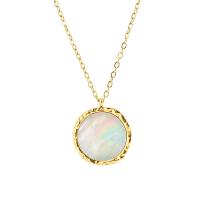 Stainless Steel Jewelry Necklace, 304 Stainless Steel, with Shell, 18K gold plated, fashion jewelry & for woman, golden, 18mm, Length:Approx 17.72 Inch, Sold By PC