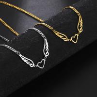 Rustfrit stål smykker halskæde, 304 rustfrit stål, med 1.97inch extender kæde, Angel Wing, mode smykker & for kvinde, flere farver til valg, Solgt Per Ca. 13.78 inch Strand