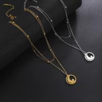 Stainless Steel Jewelry Necklace 304 Stainless Steel with 1.97inch extender chain Moon and Star Vacuum Ion Plating Double Layer & fashion jewelry & for woman Sold Per Approx 17.72 Inch Strand