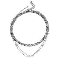 Multi Layer Necklace 304 Stainless Steel with Crystal three layers & fashion jewelry & for woman Sold By Strand