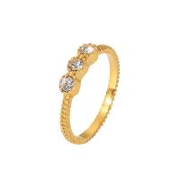 Zirkonia Edelstahl-Finger- Ring, verschiedene Größen vorhanden & Micro pave Zirkonia & für Frau, goldfarben, 4mm, Größe:6-8, verkauft von PC
