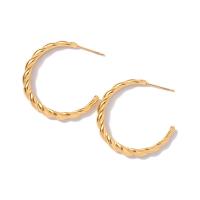 Roestvrij staal Stud Earrings, Letter C, mode sieraden & voor vrouw, gouden, 5x33mm, Verkocht door pair