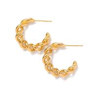 Boucle d'oreille de gaujon en acier inoxydable, Lettre C, bijoux de mode & pour femme, doré, 23.60mm, Vendu par paire
