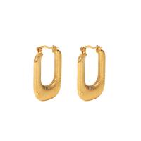 Acier inoxydable Levier Retour Earring, Lettre U, bijoux de mode & pour femme, doré, 26mm,8.6mm, Vendu par paire