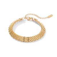 Bijoux bracelet en acier inoxydable, avec 5cm chaînes de rallonge, bijoux de mode & pour femme, doré, 8mm, Longueur:17.5 cm, Vendu par PC
