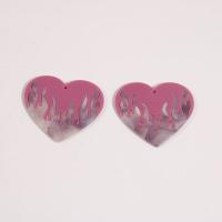 Acrylic Pendants, Heart, printing, DIY, more colors for choice, 42x45mm, Sold By PC