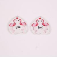 Acrylic Pendants, Heart, printing, embossed & DIY, more colors for choice, 31-39mm, Sold By PC