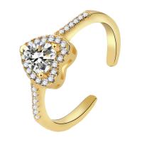Cubic Zirconia Micro Pave Brass Ring, Heart, plated, adjustable & micro pave cubic zirconia & for woman, more colors for choice, nickel, lead & cadmium free, US Ring Size:6-8, Sold By PC