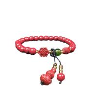 Fashion Bracelet Cinnabar, cinabre, pour femme, rouge vermeil, 6mm, Longueur Environ 7 pouce, Vendu par PC