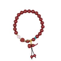 Fashion Bracelet Cinnabar, cinabre, pour femme, rouge vermeil, 8mm, Longueur Environ 7 pouce, Vendu par PC