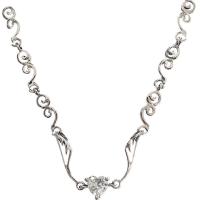 Zinklegierung Schmuck Halskette, Platinfarbe platiniert, für Frau & mit Strass, Länge:ca. 14 ZollInch, verkauft von PC