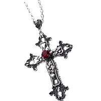 Tibetan Style Jewelry Necklace, Cross, plated, for woman & with rhinestone, more colors for choice, Length:Approx 17.71 Inch, Sold By PC