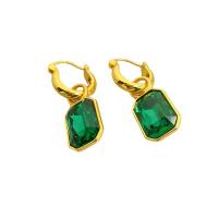 Crystal Earrings Brass with Crystal 18K gold plated for woman Sold By Pair