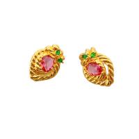 Rhinestone Earring Brass 18K gold plated for woman & with rhinestone 12.80mm Sold By Pair