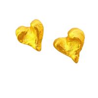 Brass Stud Earring Heart plated for woman & frosted 15.80mm Sold By Pair