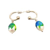 Brass Drop Earring Heart 18K gold plated Hand-Painted Enamel Glaze & for woman Sold By Pair