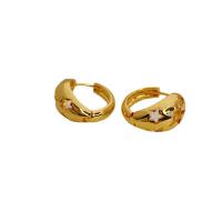 Brass Huggie Hoop Earring, 18K gold plated, for woman & hollow, 20.50mm, Sold By Pair