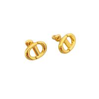 Brass Stud Earring 18K gold plated for woman & hollow Sold By Pair