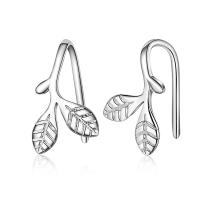 Brass Drop Earring, Leaf, silver color plated, fashion jewelry & for woman, nickel, lead & cadmium free, 14x8mm, Sold By Pair