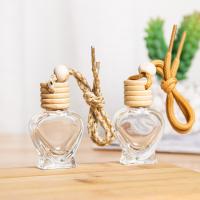 Glas Parfum opknoping decoratie, met hout cap, Hart, verschillende stijlen voor de keuze, 57x37mm, Verkocht door PC