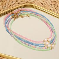 Seed verre collier de perles, Seedbead, avec perle de plastique & Acier inoxydable 304, avec 1.97inch chaînes de rallonge, fait à la main, bijoux de mode & pour femme, plus de couleurs à choisir, Longueur Environ 15.75 pouce, Vendu par PC