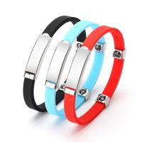 Bracelets en silicone, Acier titane, avec silicone, Réglable & unisexe, plus de couleurs à choisir, 10mm, Longueur Environ 8.46 pouce, Vendu par PC