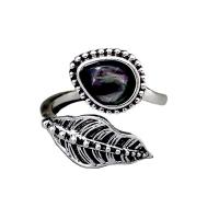 Tibetan Style Finger Ring, with Moonstone, antique silver color plated, fashion jewelry & for woman, nickel, lead & cadmium free, Sold By PC
