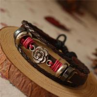 Cowhide Bracelet Zinc Alloy with cowhide cord with 2.36inch extender chain multilayer & Unisex nickel lead & cadmium free Length Approx 6.69 Inch Sold By PC