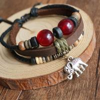 Cowhide Bracelet, Tibetan Style, with cowhide cord & Wax Cord & Wood, with 2.36inch extender chain, multilayer & Unisex, nickel, lead & cadmium free, Length:Approx 6.69 Inch, Sold By PC