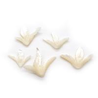 Naturlige muslingeskal perler, Sea Shell, Leaf, Carved, du kan DIY & ingen hul, hvid, 25x30-40x50mm, Solgt af PC