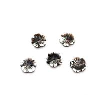Black Shell Beads Flower Carved DIY black 12mm Sold By PC