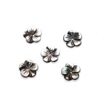 Black Shell Beads Flower Carved DIY black Sold By PC
