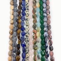 Gemstone Jewelry Beads, Natural Stone, Flat Oval, DIY & different materials for choice & faceted, more colors for choice, 6x8mm, Approx 22PCs/Strand, Sold By Strand