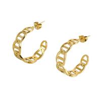 Titanium Steel  Earring 18K gold plated fashion jewelry & for woman golden 23mm Sold By Pair