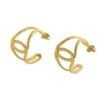 Boucle d'oreille Acier Titane, Plaqué or 18K, bijoux de mode & pour femme, doré, 24mm, Vendu par paire