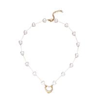 Plastic Pearl Necklace, 304 Stainless Steel, with Plastic Pearl, with 1.97inch extender chain, Heart, fashion jewelry & for woman, more colors for choice, 16mm, Sold Per Approx 15.75 Inch Strand