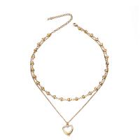 Multi Layer Necklace 304 Stainless Steel with 3.94inch extender chain Heart Double Layer & fashion jewelry & for woman Sold Per Approx 13.78 Inch Approx 15.75 Inch Strand
