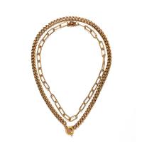 Multi Layer Necklace 304 Stainless Steel with 1.97inch extender chain Double Layer & fashion jewelry & for woman 7mm 8mm Sold Per Approx 17.72 Inch Approx 19.69 Inch Strand