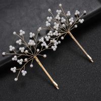 Zinc Alloy Hair Slide with Plastic Pearl fashion jewelry & for woman nickel lead & cadmium free Sold By Bag