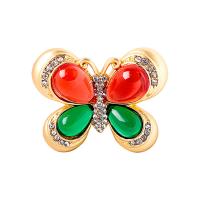 Resin Brooch, Tibetan Style, with Resin, Butterfly, fashion jewelry & for woman & with rhinestone, golden, nickel, lead & cadmium free, 40x32mm, Sold By PC