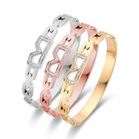Partículas de aço pulseira comum, joias de moda & para mulher & com strass, Mais cores pare escolha, Diametro interno:Aprox 50x60mm, vendido por PC