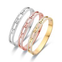 Acier titane bracelet ordinaire, bijoux de mode & pour femme & avec strass, plus de couleurs à choisir, 7mm, Diamètre intérieur:Environ 48x60mm, Vendu par PC