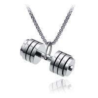 Titanium Steel Necklace Barbell polished Unisex silver color Length 60 cm Sold By PC