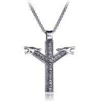 Titanium Steel Necklace Cross polished vintage & for man silver color Length 60 cm Sold By PC