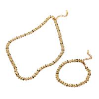 Ensemble de bijoux émaillés en acier inoxydable, Bracelet & collier, feuille, styles différents pour le choix & pour femme, Vendu par PC