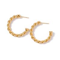 Roestvrij staal Stud Earrings, Letter C, mode sieraden & voor vrouw, gouden, 30x5mm, Verkocht door pair