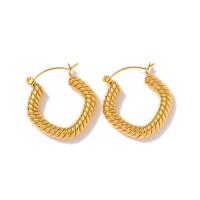 Acier inoxydable Levier Retour Earring, bijoux de mode & pour femme, doré, 26mm, Vendu par paire
